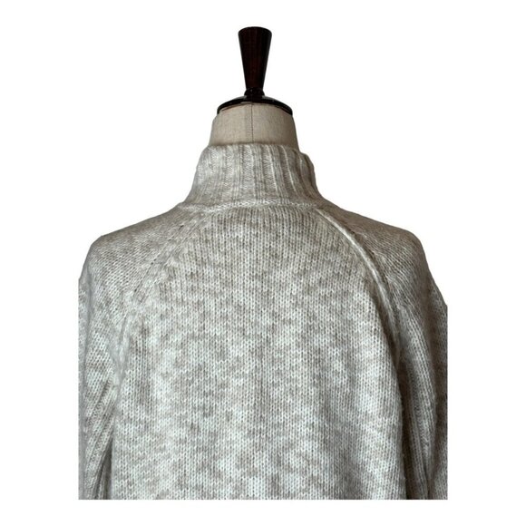 Michael Stars Ivory And Tan Heathered‎ Mock Neck Long Line Cardigan Sweater 2 - Picture 4 of 9